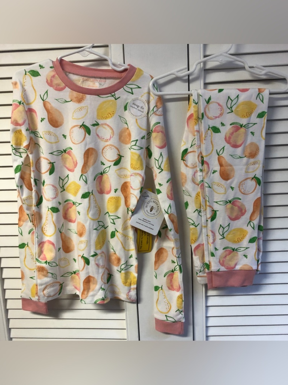 Burts bees girls size 12 2 piece fruit  pajamas set brand new nwt organic cotton